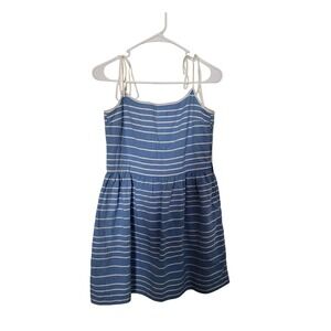 Gap Striped Sundress Womens 2 Blue White Tie Shoulder Pockets Cotton 988869
